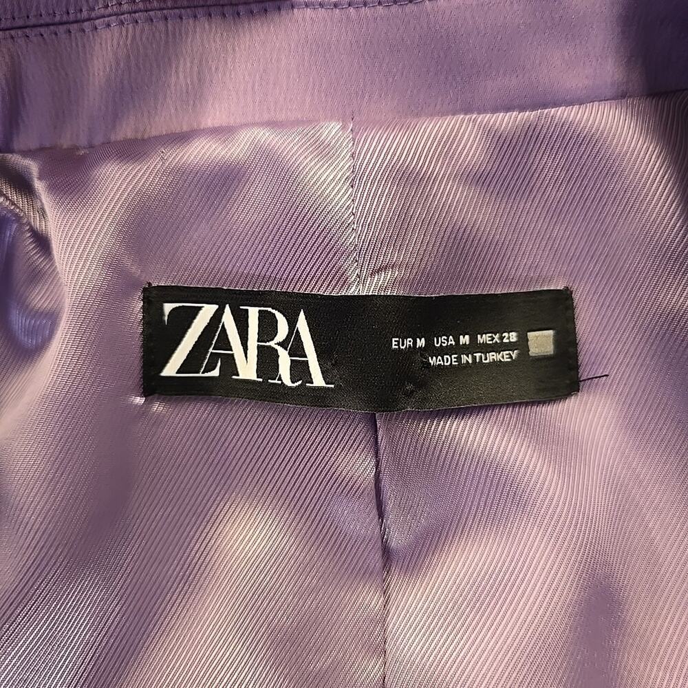 ZARA Lavender Satin Effect Tailored Blazer Purple Lilac Jacket Size M 1165/350 - Picture 5 of 12